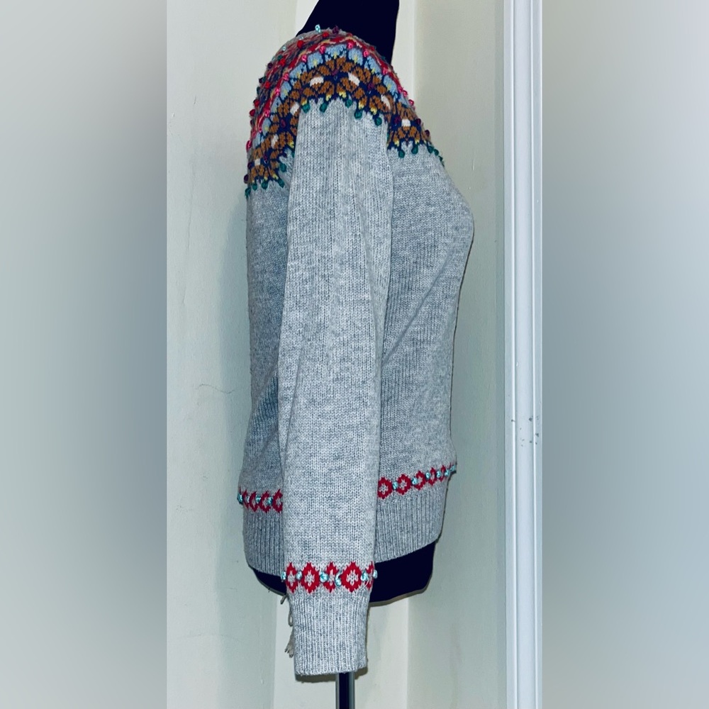 Vintage Boden Fair Isle Gray Patterned Sweater - image 5